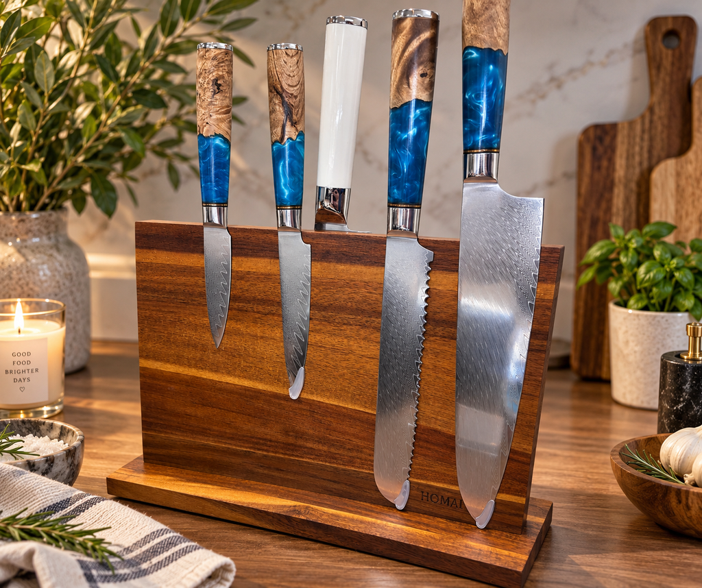5 pc Blue Knife Set