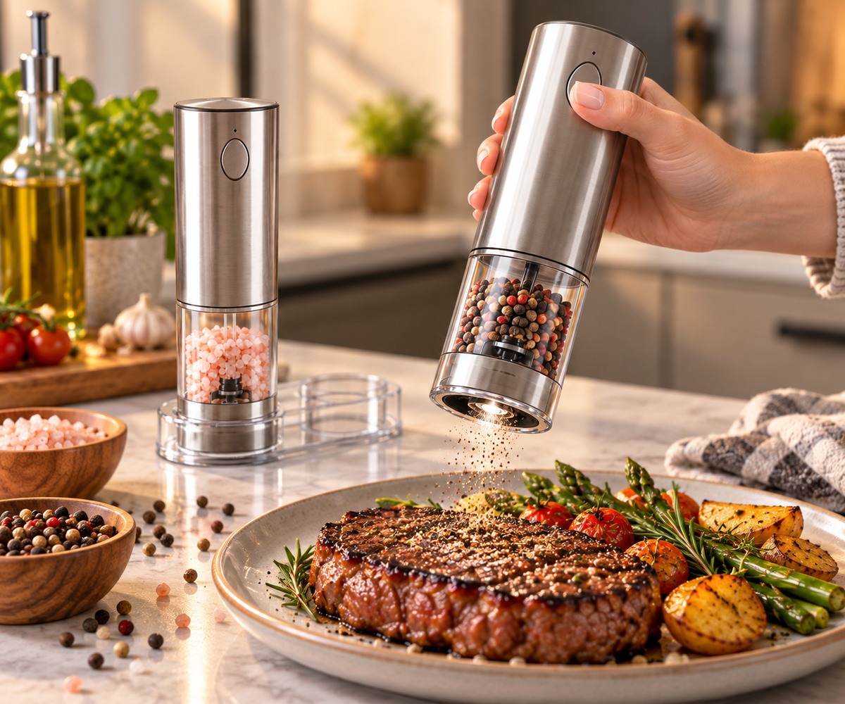 Electric Salt & Pepper Grinder Set with LED Light (KYMQ-45A), view 2
