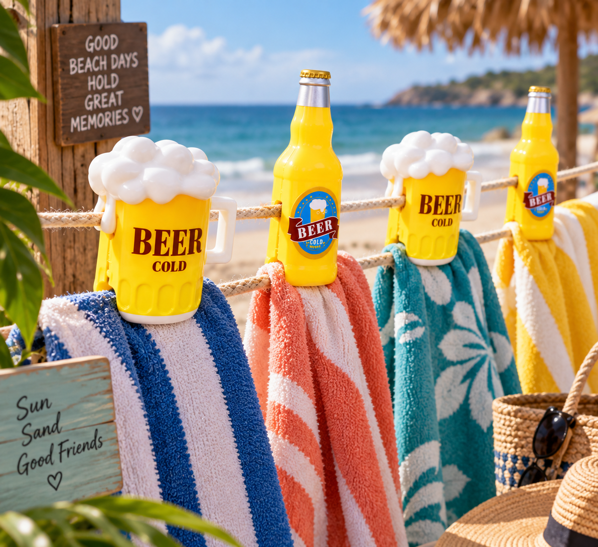 Novelty Clothesline Clips shaped like beer bottles