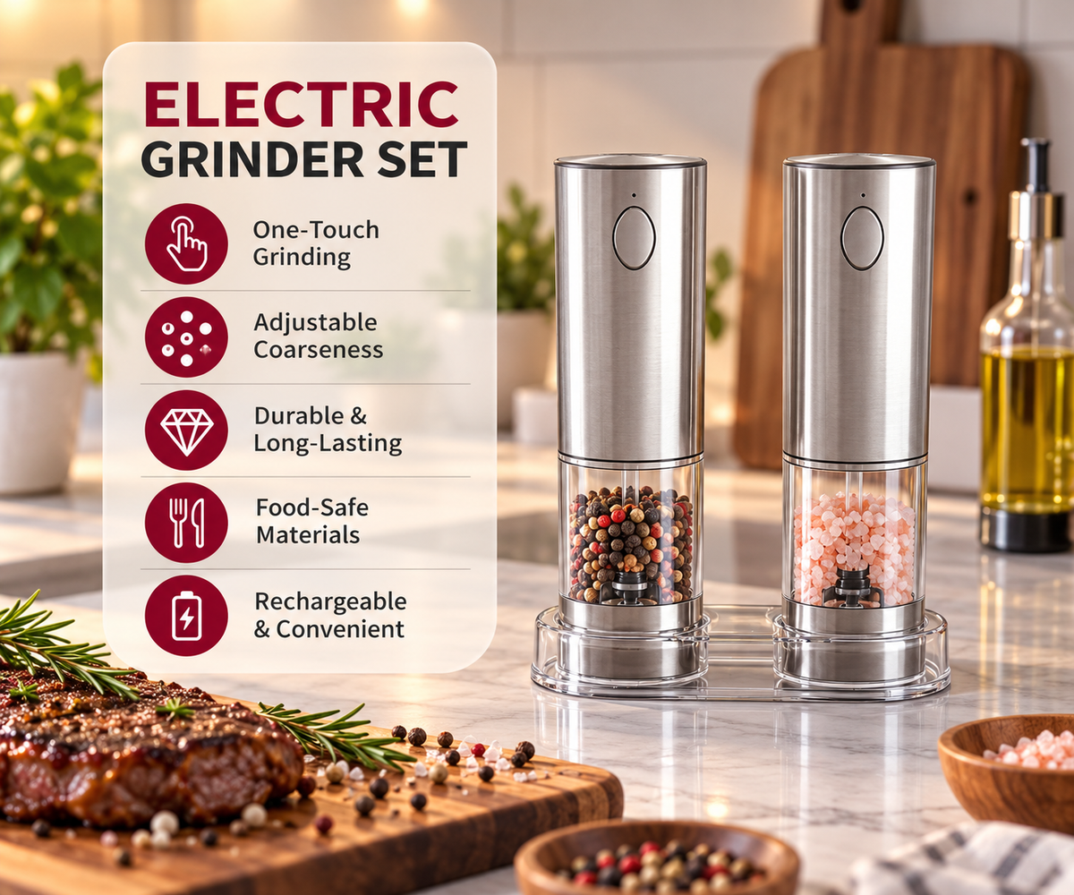 Electric Salt & Pepper Grinder Set with LED Light (KYMQ-45A)