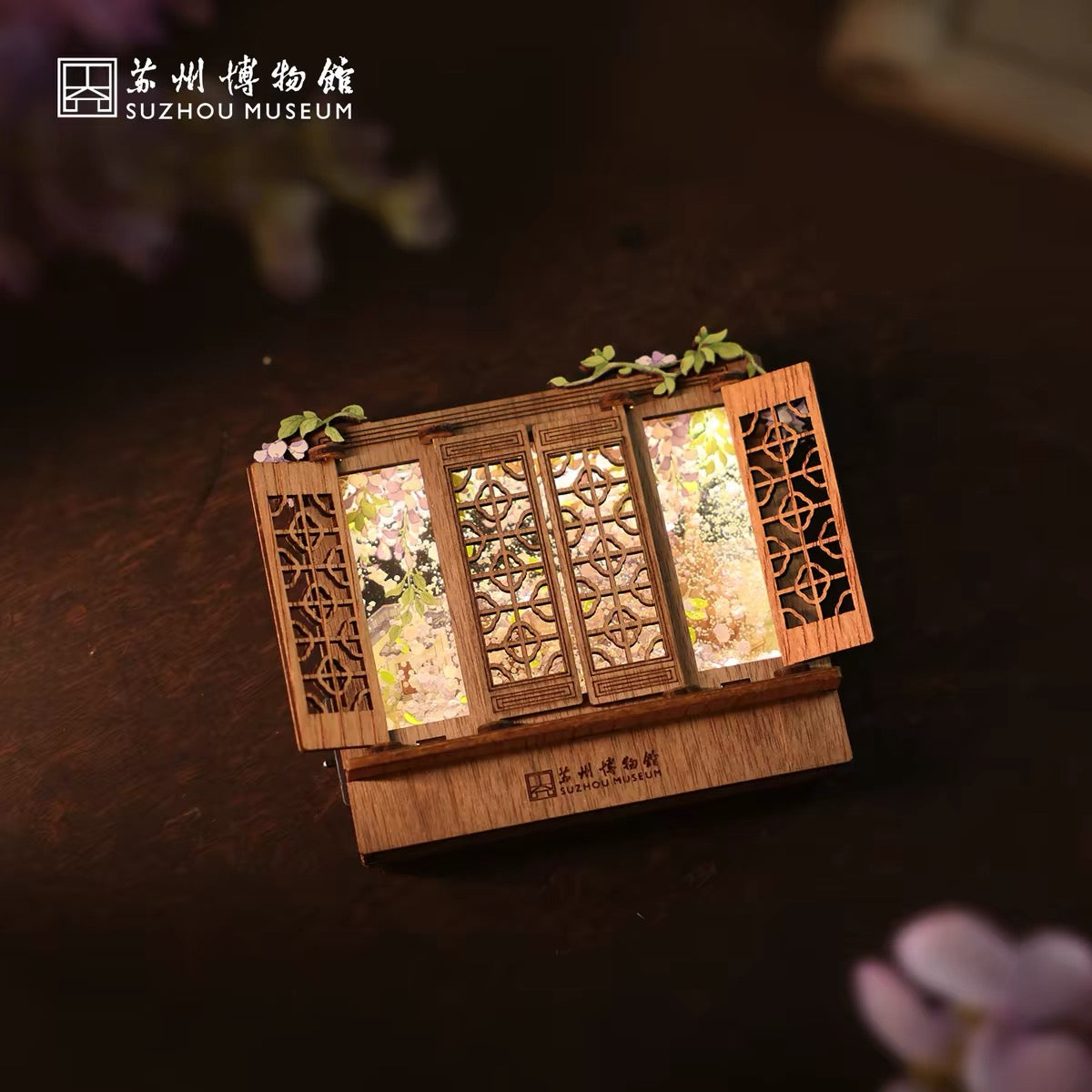 Chinese lattice window light up fridge magnet, view 3