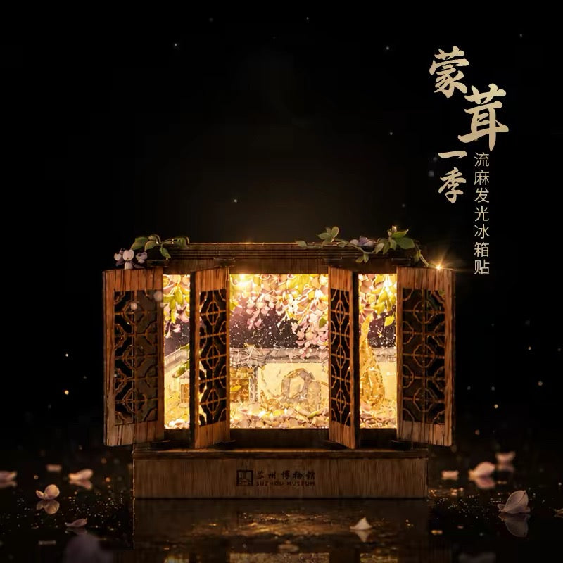 Chinese lattice window light up fridge magnet