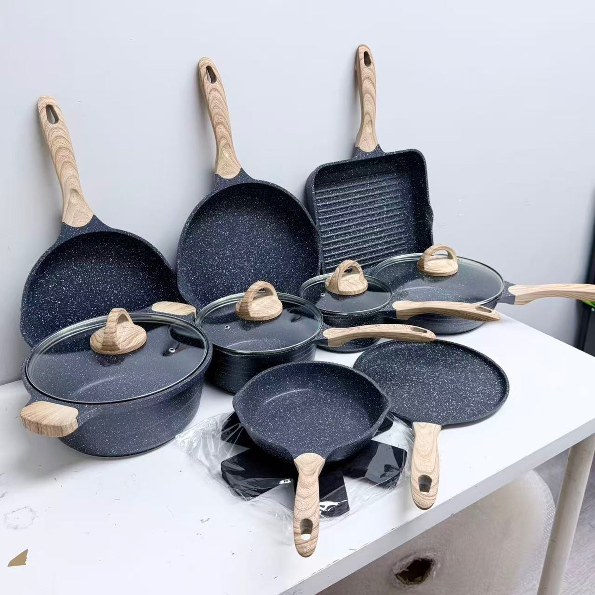 23 Piece Granite Cookware set With Ceramic Handles, view 4