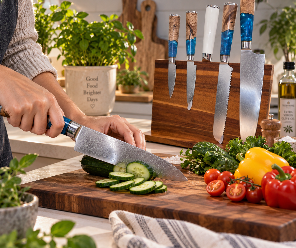 5 pc Blue Knife Set, view 2