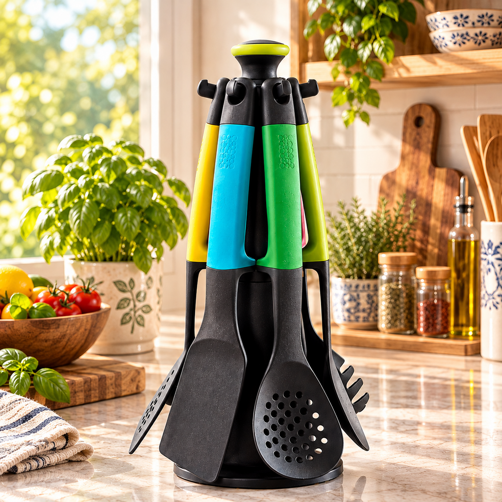 Elevate 6-Piece Kitchen Utensil Set with Rotating Stand