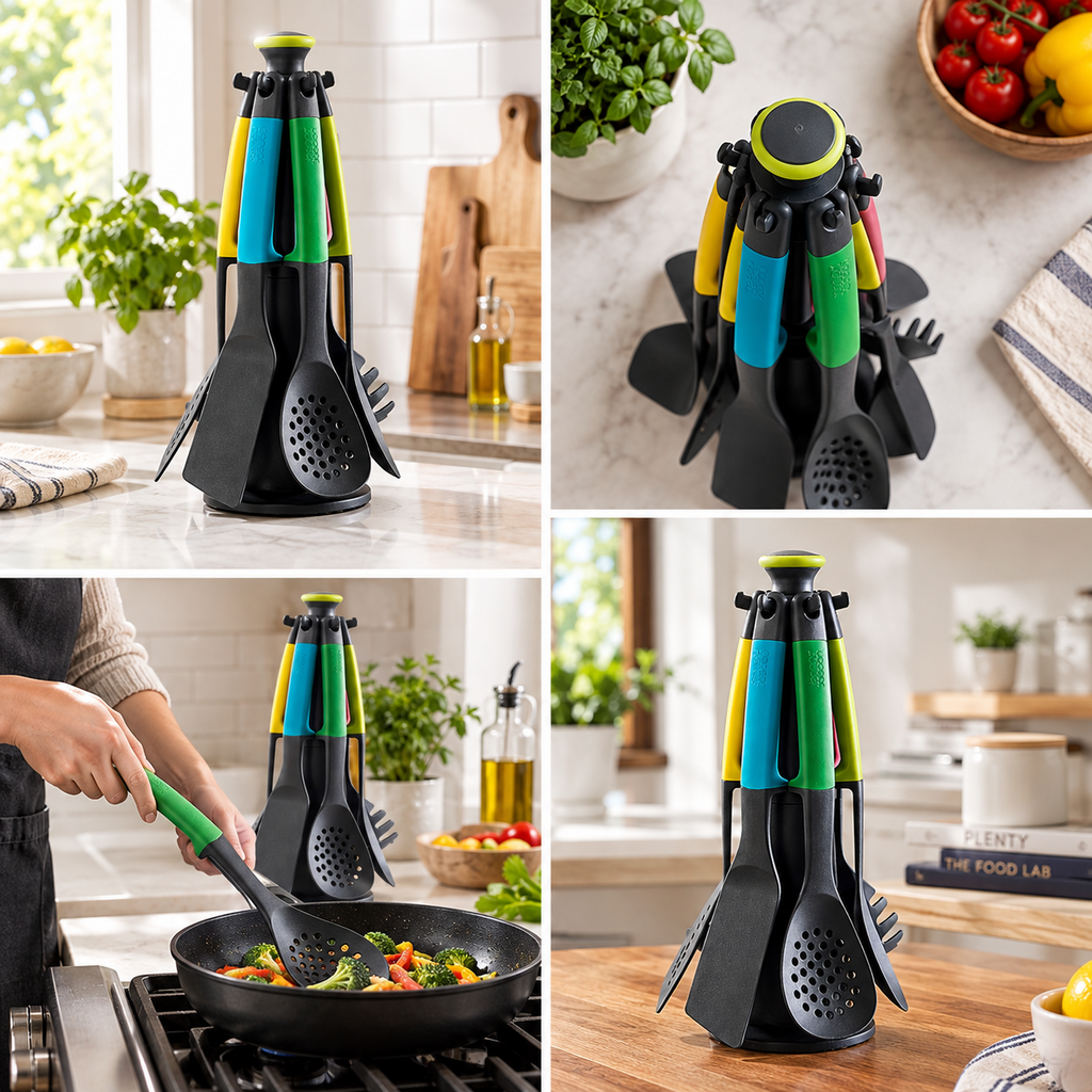 Elevate 6-Piece Kitchen Utensil Set with Rotating Stand