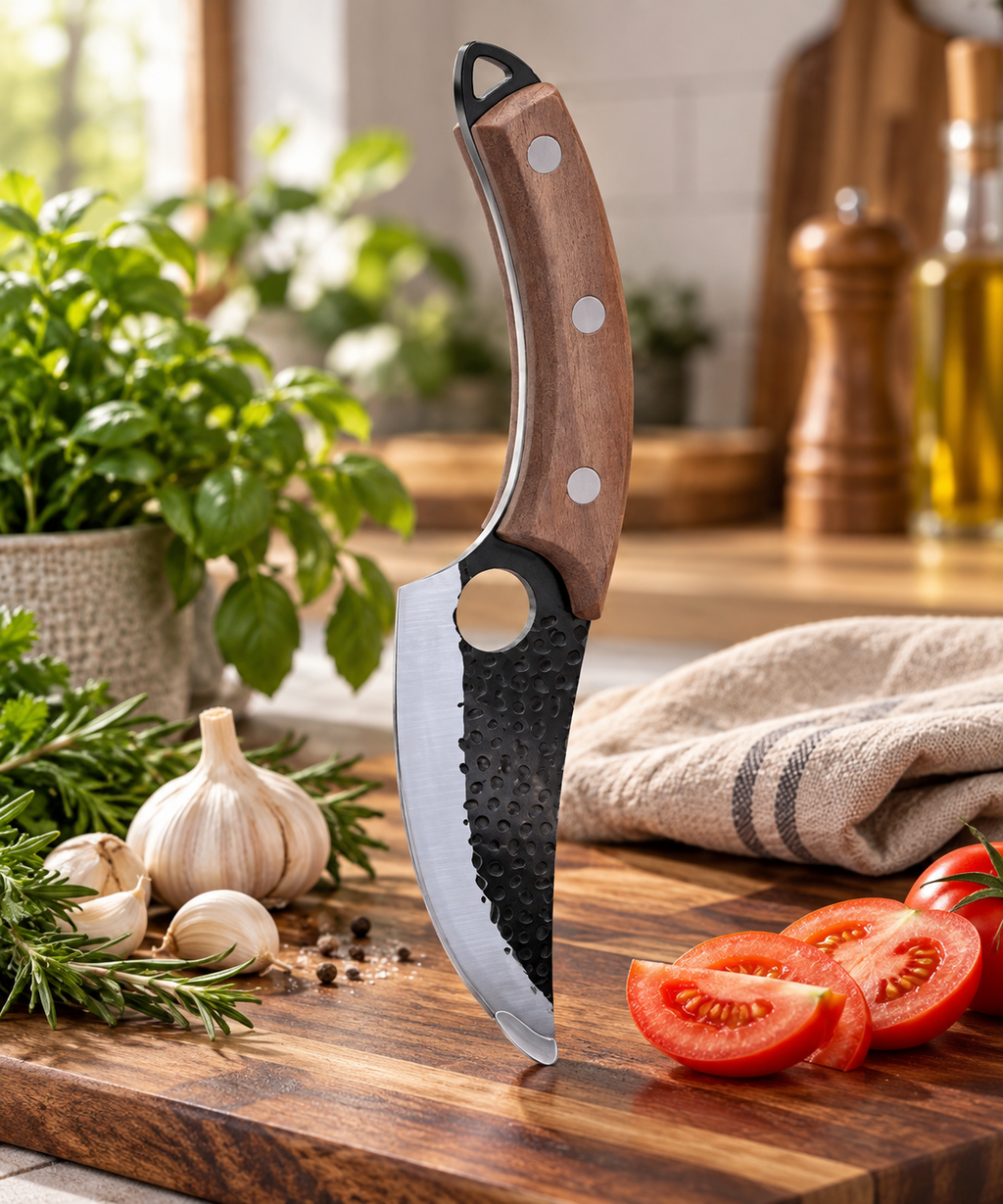 Hammered Stainless Steel Cleaver-style Knife