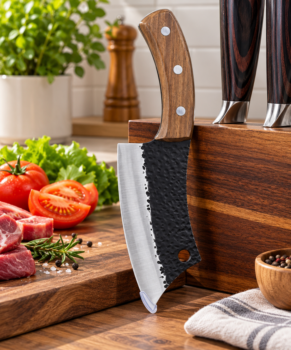 Hammered Stainless Steel Kitchen Cleaver