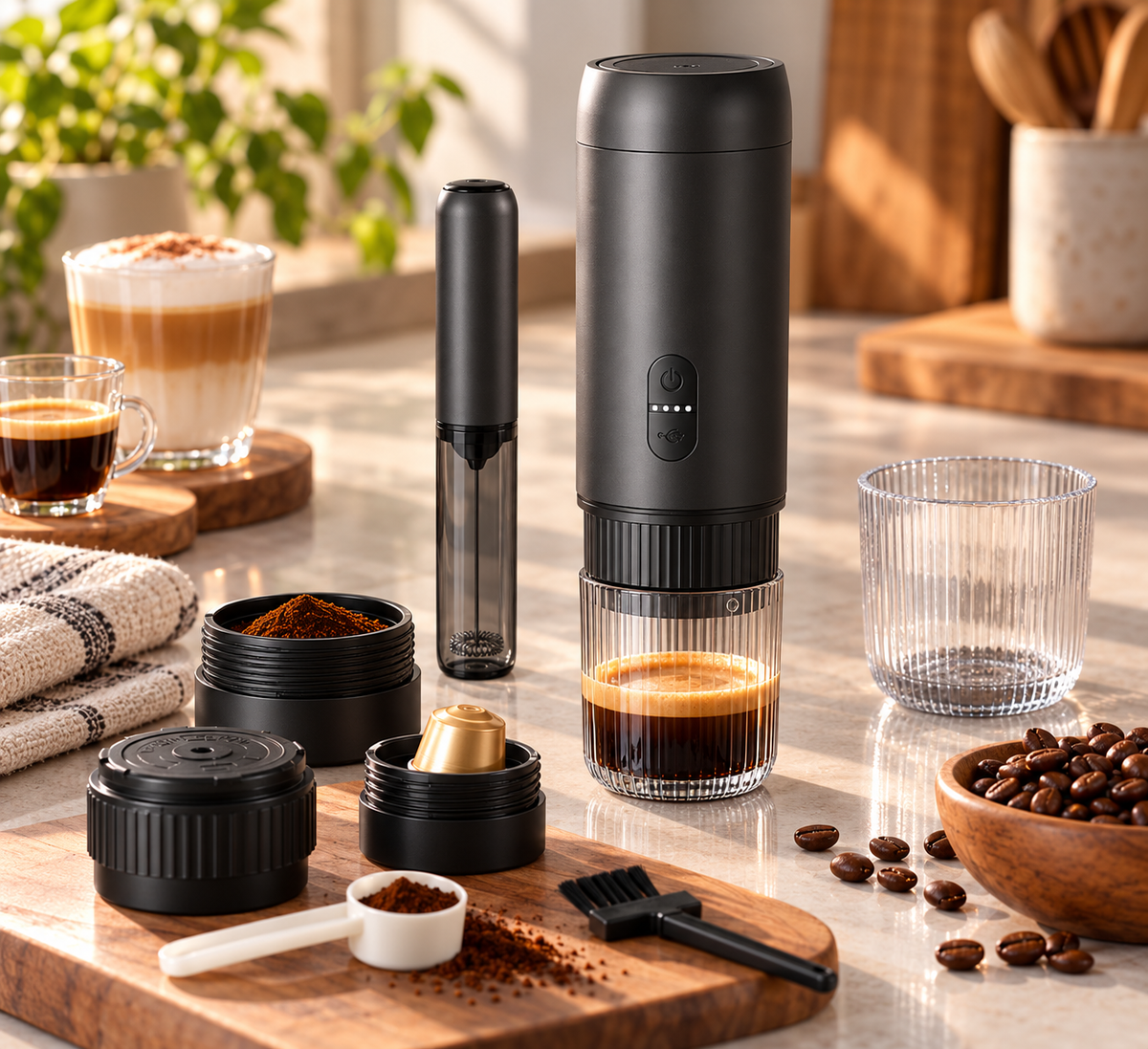 Portable Espresso Machine – 20 Bar, Self-Heating