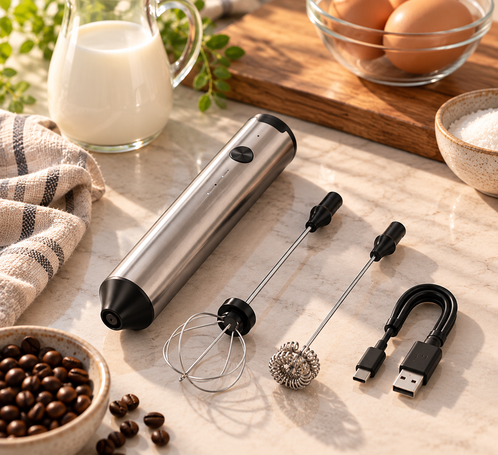 Rechargeable Milk Frother with 2 Detachable Whisks (KJBQ-15X), view 2