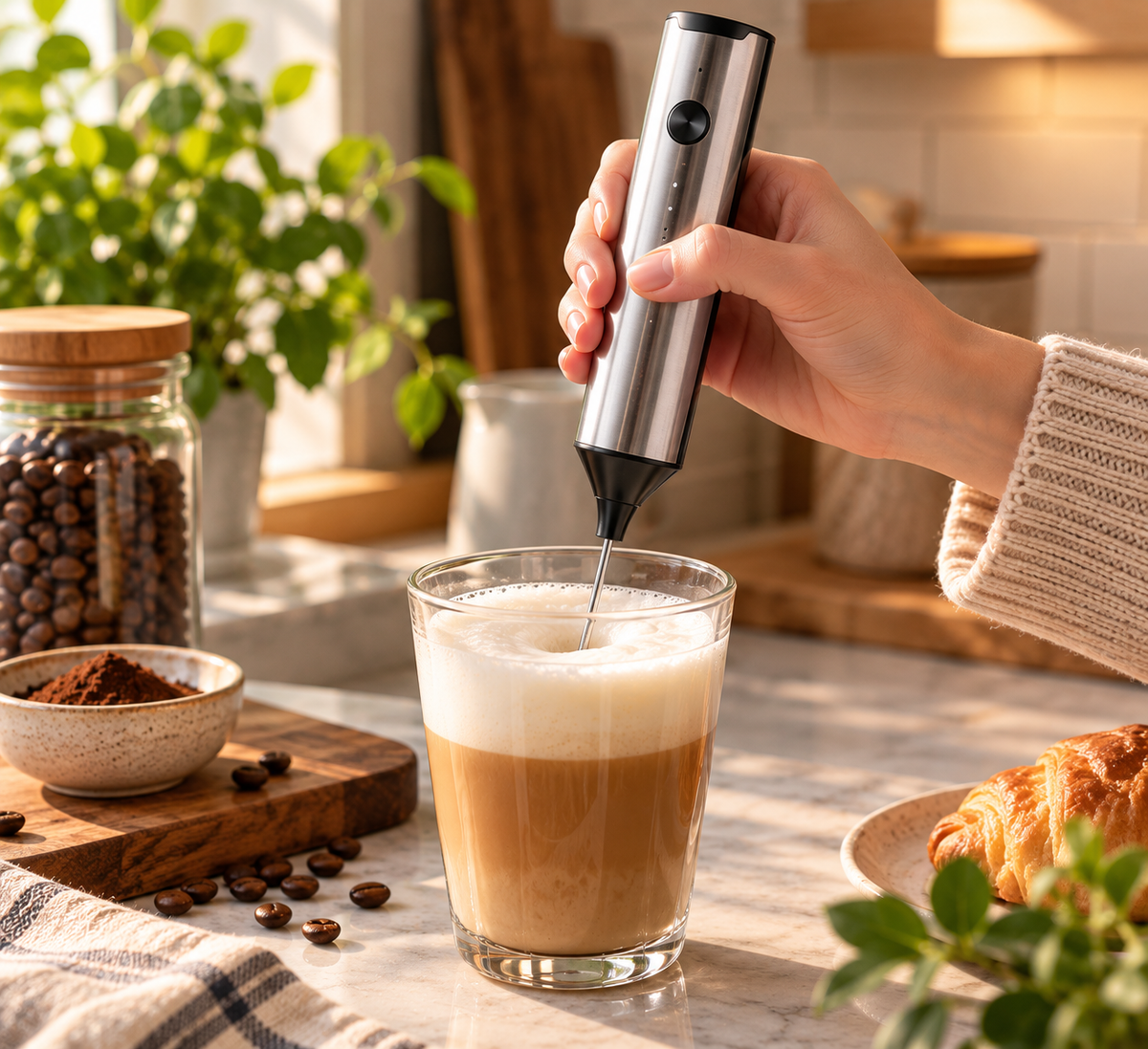 Rechargeable Milk Frother with 2 Detachable Whisks (KJBQ-15X), view 3